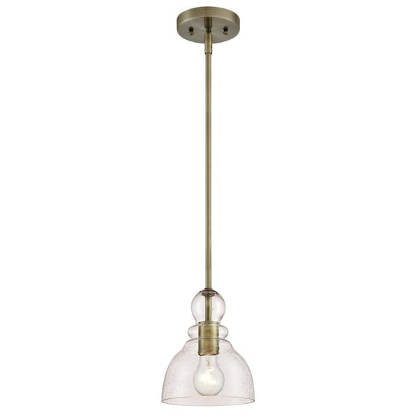 Westinghouse Pendant 60W Mini Fiona, Antique Brass Clear Seeded Glass 6356500 - main